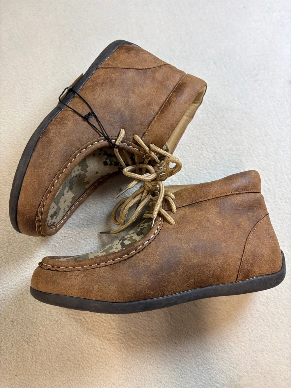 DBL Barrel Kids' Moccasin Shoes in Brown with Camo